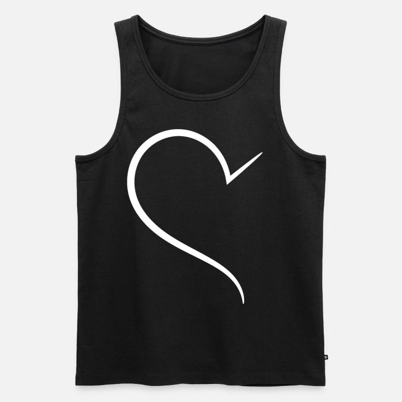Edles Halbes Weisses Herz - Männer Premium Bio Tank Top - Schwarz