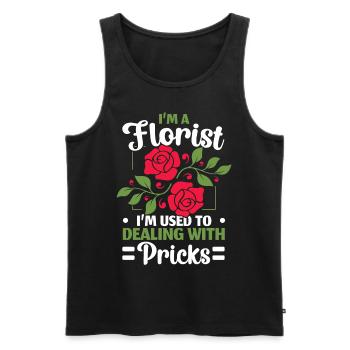 I'm a florist, I'm used to dealing with stitches - Men's Premium Organic Tank Top - black - Front - AI Model Male 178 light (178cm)