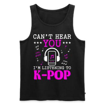 Je ne peux pas t’entendre J’écoute de la musique K-Pop K-Pop - Débardeur bio Premium Homme - noir - Devant - AI Model Male 178 light (178cm)