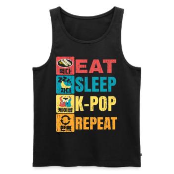 Eat Sleep K-Pop Répéter la musique coréenne Corée du Sud - Débardeur bio Premium Homme - noir - Devant - Michal (187cm)