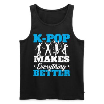 K-Pop makes everything better Korean pop music - Men's Premium Organic Tank Top - black - Front - Michal (187cm)