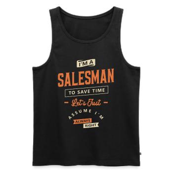 Salesman Funny Job Title Profession Birthday - Men's Premium Organic Tank Top - black - Front - Michal (187cm)