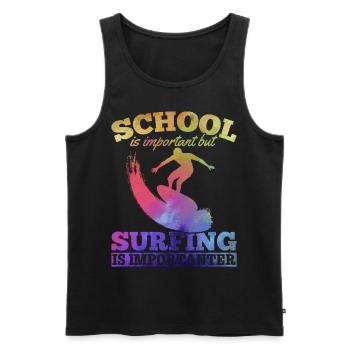 L’école est importante mais le surf est important - Débardeur bio Premium Homme - noir - Devant - Michal (187cm)
