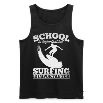 L’école est importante mais le surf est important - Débardeur bio Premium Homme - noir - Devant - Michal (187cm)