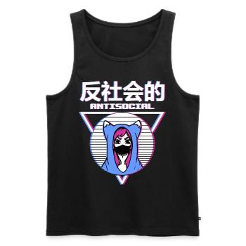 Anti Social Japanese Girl - Männer Premium Bio Tank Top - Schwarz - Vorne - AI Model Male 178 light (178cm)