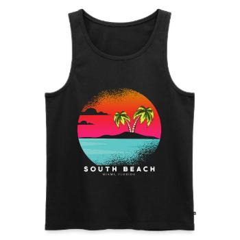 Miami Floride South Beach Vacances d’été - Débardeur bio Premium Homme - noir - Devant - AI Model Male 178 light (178cm)