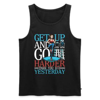 Get Up And Go Harder Than You Did Yesterday - Männer Premium Bio Tank Top - Schwarz - Vorne - Michal (187cm)