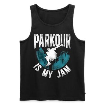 Parkour Free Running Traceur - Débardeur bio Premium Homme - noir - Devant - Michal (187cm)