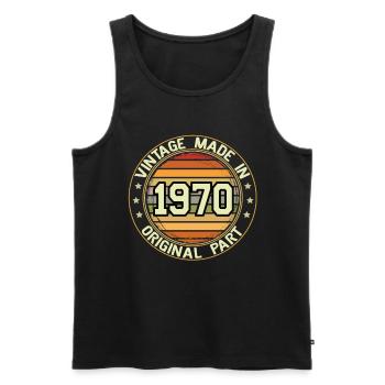 Vintage Fabriqué en 1970 Pièce originale Anniversaire 1970 - Débardeur bio Premium Homme - noir - Devant - Michal (187cm)