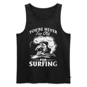 Wave Surfer Wassersurfer Zum Surfen bist du nie zu - Männer Premium Bio Tank Top - Schwarz - Vorne - AI Model Male 178 light (178cm)