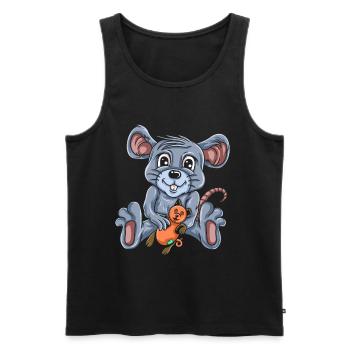 Souris Souris Cadeau Rat Rongeur Souris Souris Lousemaus - Débardeur bio Premium Homme - noir - Devant - Michal (187cm)