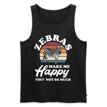 Tshirt zèbre en Afrique Horse Safari - Débardeur bio Premium Homme - noir - Devant - Michal (187cm)