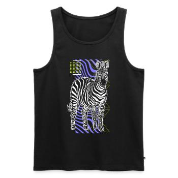 Zebra Gift Black and White Safari Savannah Steppe - Men's Premium Organic Tank Top - black - Front - Michal (187cm)