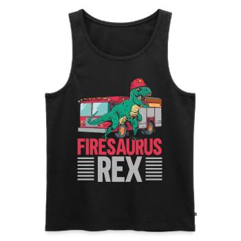 Firesaurus Rex Firefighter Fireman Dinosau - Men's Premium Organic Tank Top - black - Front - Michal (187cm)