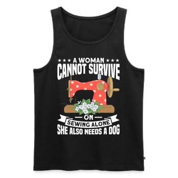 Sewing Stitching Machine Quilting Yarn Dog Mom Dog - Men's Premium Organic Tank Top - black - Front - AI Model Male 178 light (178cm)