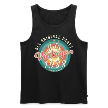 Born in July 1988 - Men's Premium Organic Tank Top - black - Front - AI Model Male 178 light (178cm)