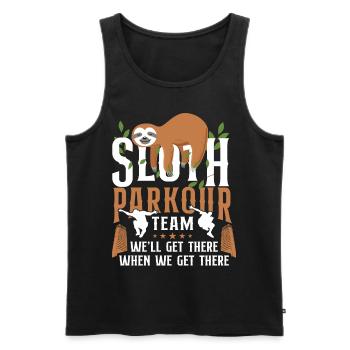 Parkour Free Running Traceur Sloth - Men's Premium Organic Tank Top - black - Front - Michal (187cm)
