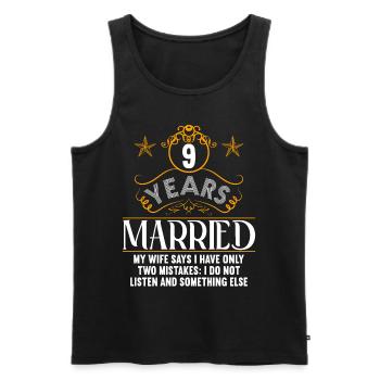 9 ans marié seulement 2 erreurs 9.Anniversaire de mariage - Débardeur bio Premium Homme - noir - Devant - Michal (187cm)