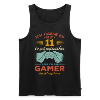 Gamer 11 Jahre Geburtstag Zocken 11. Geburtstag - Männer Premium Bio Tank Top - Schwarz - Vorne - Michal (187cm)