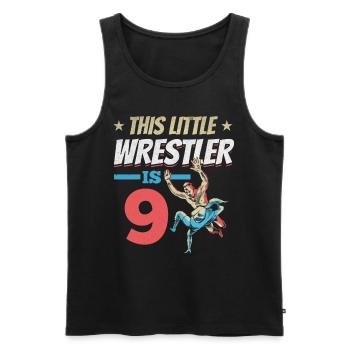This little wrestler is 9 year 9. Birthday - Men's Premium Organic Tank Top - black - Front - AI Model Male 178 light (178cm)