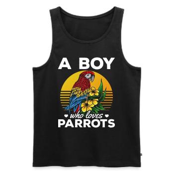 Ein Junge, der Papageien liebt I Cockatiel Papagei - Männer Premium Bio Tank Top - Schwarz - Vorne - Michal (187cm)