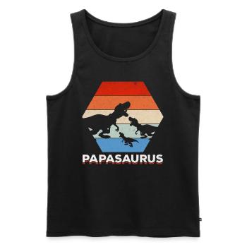 Papasaurus 2 Enfants Papa Dino Papa Dinosaure - Débardeur bio Premium Homme - noir - Devant - Michal (187cm)