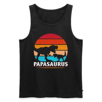 Dino Papa Saurus Drapeau américain Papa - Débardeur bio Premium Homme - noir - Devant - Michal (187cm)