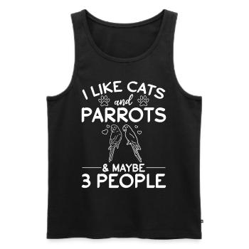 I like cats and parrots & Maybe 3 people - Men's Premium Organic Tank Top - black - Front - Michal (187cm)