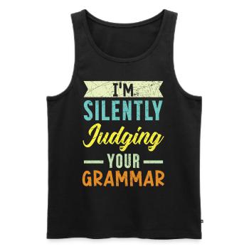 I tacitly condemn your grammar policy - Men's Premium Organic Tank Top - black - Front - AI Model Male 178 light (178cm)