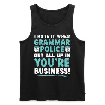 Si la police de grammaire s’implique dans votre entreprise - Débardeur bio Premium Homme - noir - Devant - AI Model Male 178 light (178cm)
