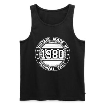 Vintage Made In 1980 Pièce originale Anniversaire 1980 - Débardeur bio Premium Homme - noir - Devant - Michal (187cm)