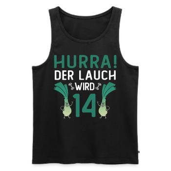 Hurra der Lauch wird 14 - Männer Premium Bio Tank Top - Schwarz - Vorne - Michal (187cm)