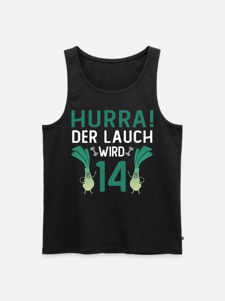 Hurra der Lauch wird 14 - Männer Premium Bio Tank Top - Schwarz
