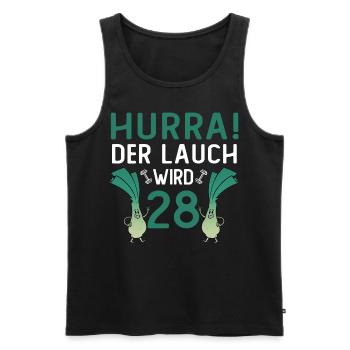 Herren 28. Geburtstag Hurra der Lauch wird 28 Gag - Männer Premium Bio Tank Top - Schwarz - Vorne - Michal (187cm)
