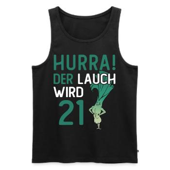 Herren 21. Geburtstag Hurra der Lauch wird 21 - Männer Premium Bio Tank Top - Schwarz - Vorne - Michal (187cm)