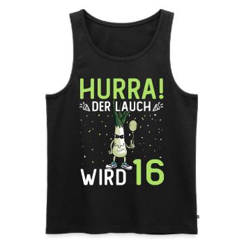 Hurra der Lauch wird 16 - Männer Premium Bio Tank Top - Schwarz - Vorne - Michal (187cm)