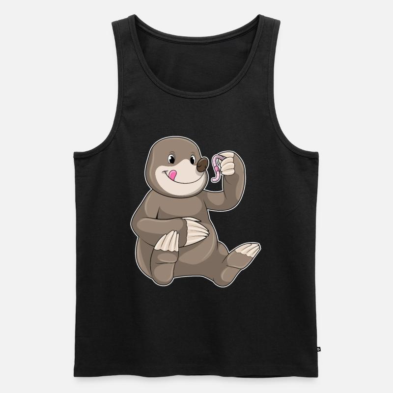 Mole with earthworm - Men's Premium Organic Tank Top - black