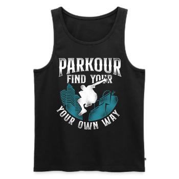 Parkour Free Running Traceur - Débardeur bio Premium Homme - noir - Devant - Michal (187cm)