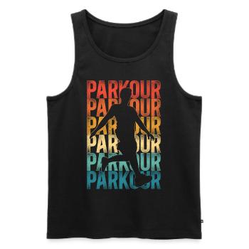 Parkour Free Running Traceur Retro - Débardeur bio Premium Homme - noir - Devant - Michal (187cm)