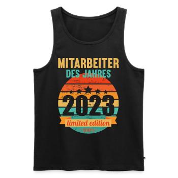 Mitarbeiter des Jahres 2023 - Männer Premium Bio Tank Top - Schwarz - Vorne - AI Model Male 178 light (178cm)