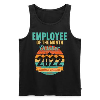 Mitarbeiter des Monats Oktober 2022 - Männer Premium Bio Tank Top - Schwarz - Vorne - AI Model Male 178 light (178cm)