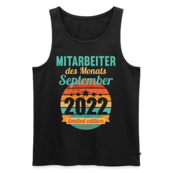 Mitarbeiter des Monats September 2022 - Männer Premium Bio Tank Top - Schwarz - Vorne - AI Model Male 178 light (178cm)
