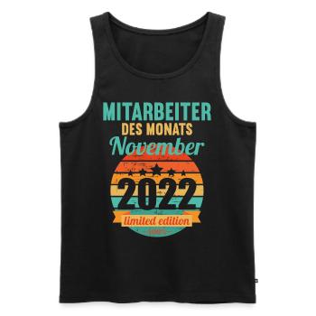 Mitarbeiter des Monats November 2022 - Männer Premium Bio Tank Top - Schwarz - Vorne - AI Model Male 178 light (178cm)