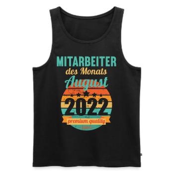 Mitarbeiter des Monats August 2022 - Männer Premium Bio Tank Top - Schwarz - Vorne - AI Model Male 178 light (178cm)