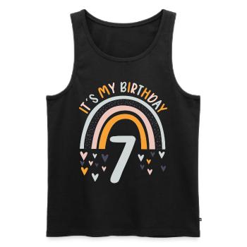 7 years Rainbow Rainbow 7th birthday - Men's Premium Organic Tank Top - black - Front - Michal (187cm)