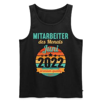 Mitarbeiter des Monats Juni 2022 - Männer Premium Bio Tank Top - Schwarz - Vorne - AI Model Male 178 light (178cm)