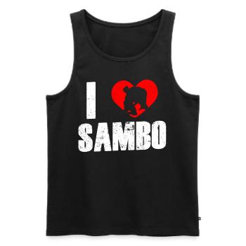 J’adore l’entraînement aux arts martiaux Sambo - Débardeur bio Premium Homme - noir - Devant - Michal (187cm)