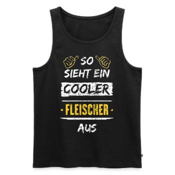 So Sieht Ein Cooler Fleischer Aus Arbeitsshirt - Männer Premium Bio Tank Top - Schwarz - Vorne - Michal (187cm)