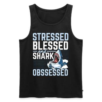 Stressé, béni et obsédé par les requins Meeresb - Débardeur bio Premium Homme - noir - Devant - Michal (187cm)