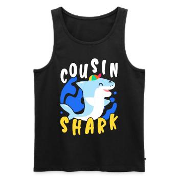 Cousin Shark Lover Marine Biology Marine Animal - Men's Premium Organic Tank Top - black - Front - Michal (187cm)